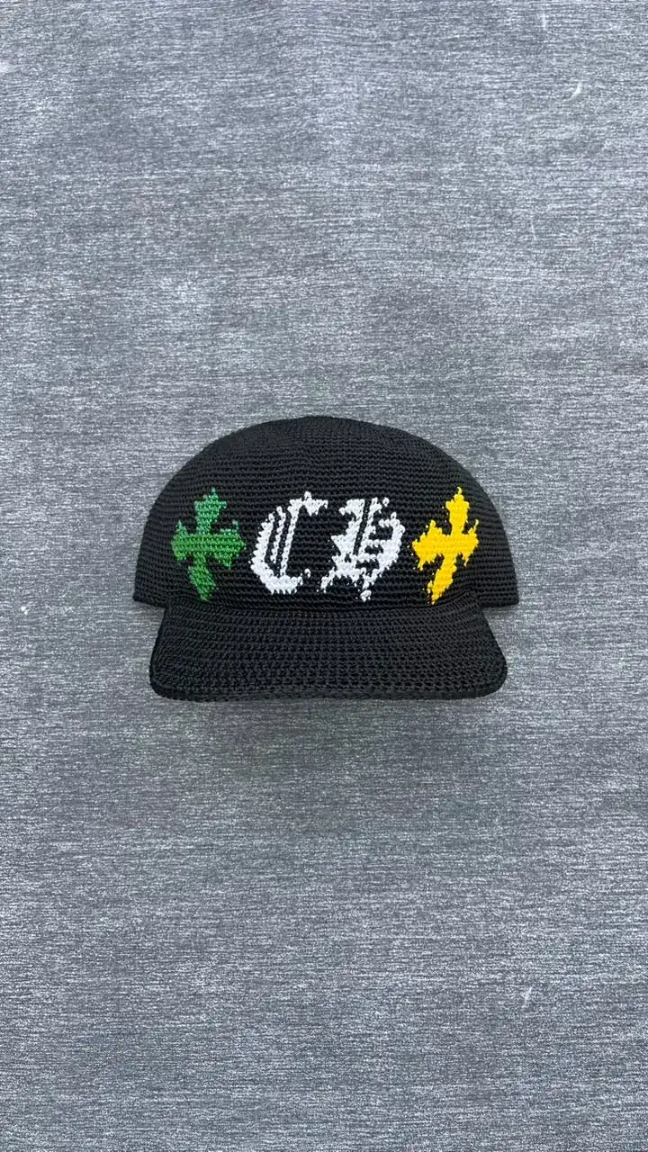 Boné de crochê Chrome Hearts preto, vista 1