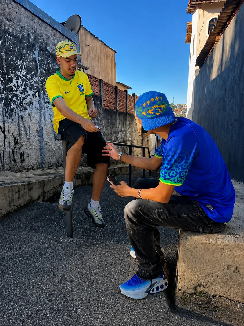 Cliente vestindo peça da coleção Copa do Mundo da Patriota Crochês